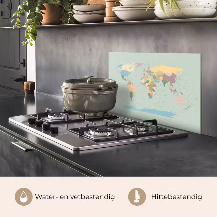 Spatscherm keuken - Wereldkaart - Realistisch - Kaart — 7