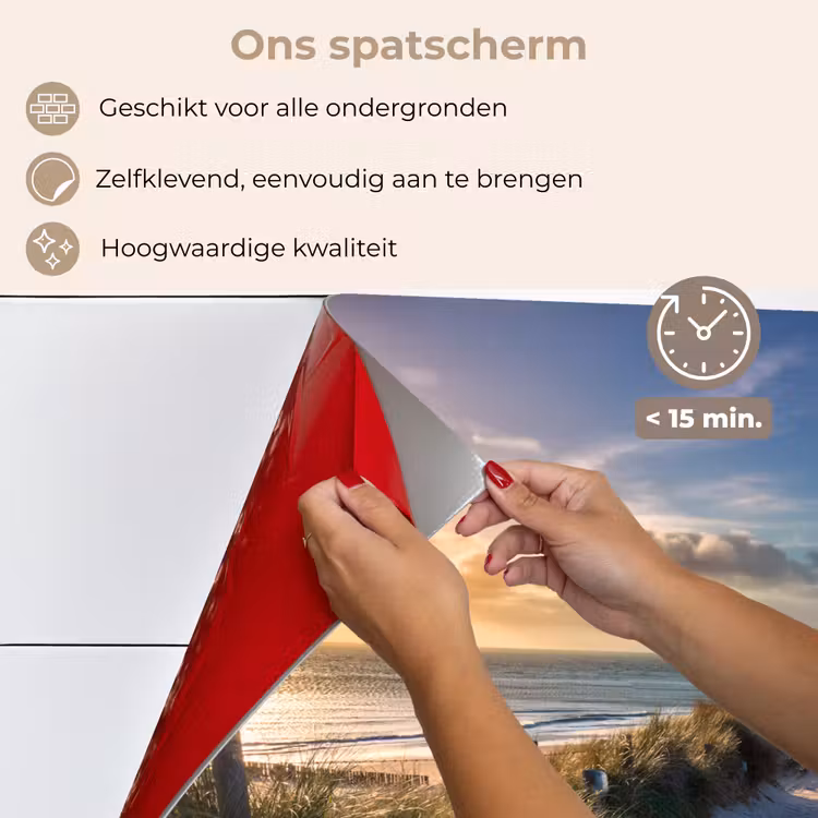 Spatscherm keuken - Zonsondergang - Strand - Duin - Gras - Bank — 4