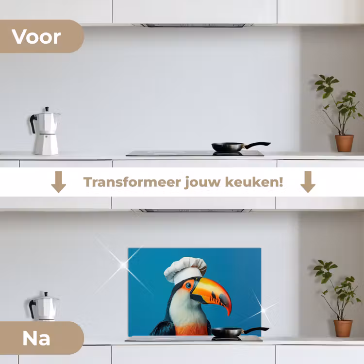 Spatscherm keuken - Toekan - Papegaai - Vogel - Koksmuts — 3
