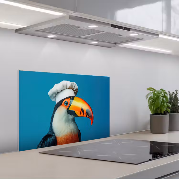 Spatscherm keuken - Toekan - Papegaai - Vogel - Koksmuts — 5