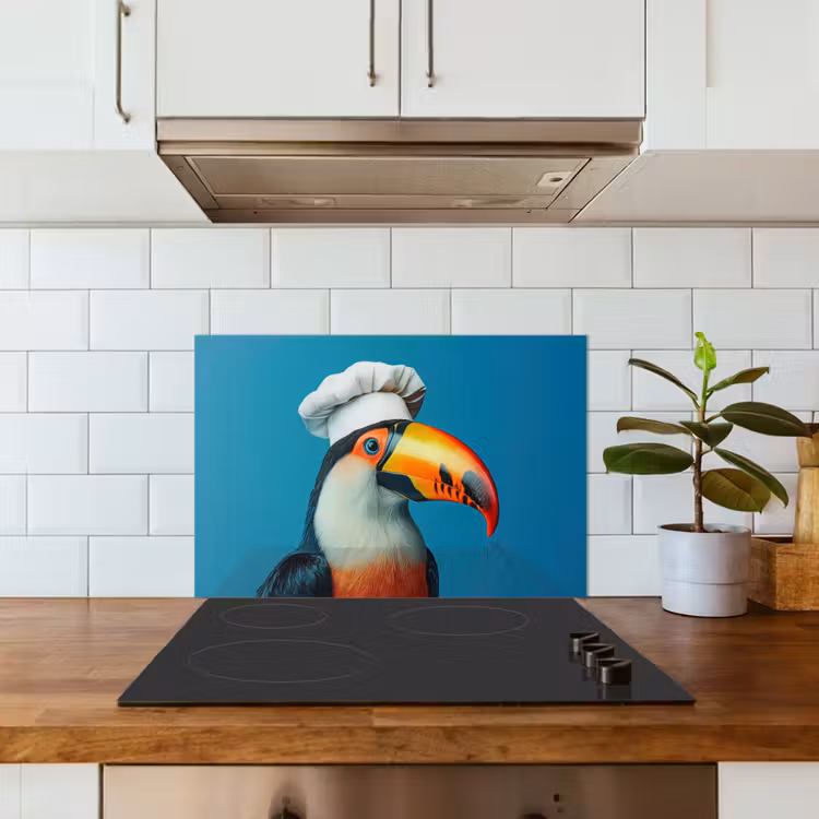 Spatscherm keuken - Toekan - Papegaai - Vogel - Koksmuts — 6