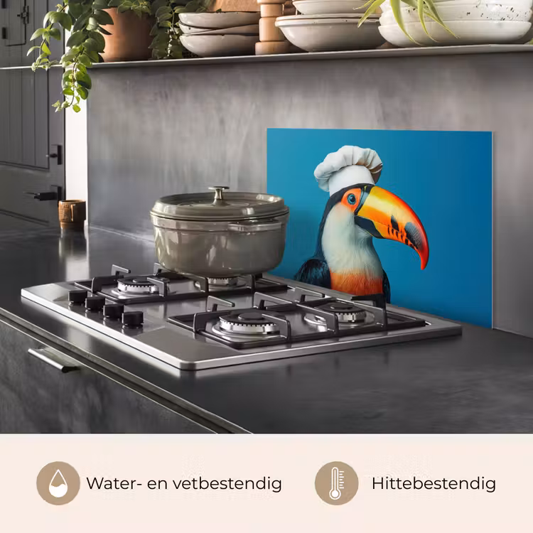 Spatscherm keuken - Toekan - Papegaai - Vogel - Koksmuts — 7