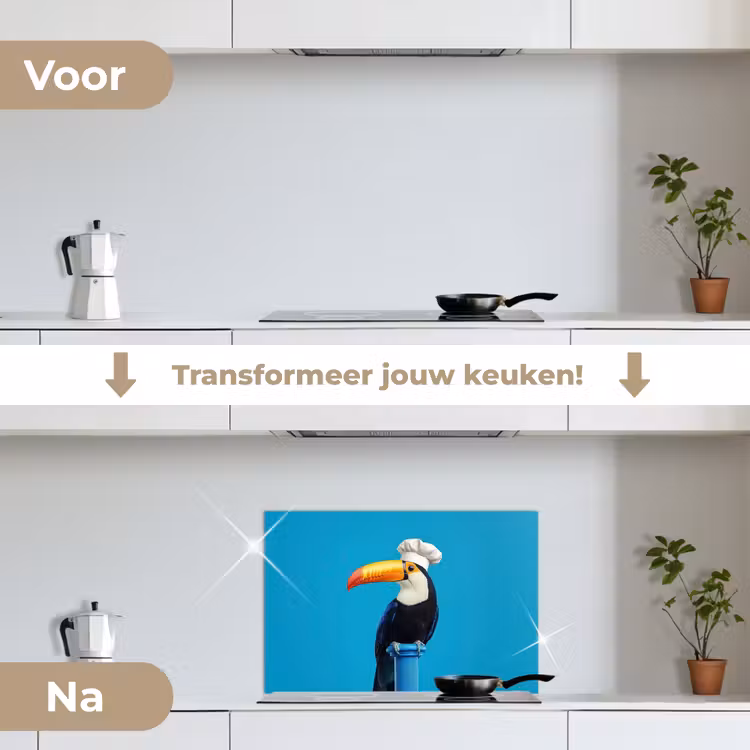 Spatscherm keuken - Tucan - Sokkel - Vogel - Koksmuts — 3