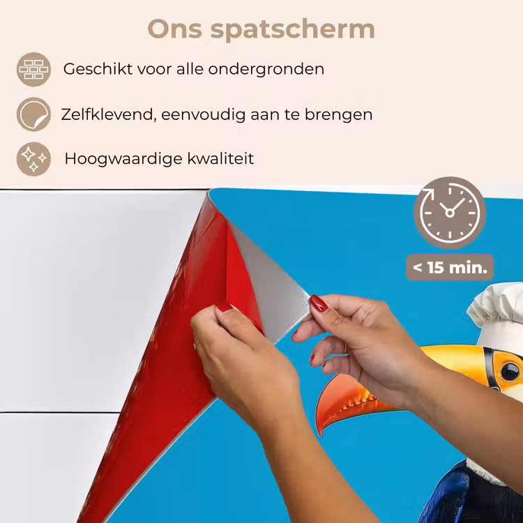 Spatscherm keuken - Tucan - Sokkel - Vogel - Koksmuts — 4