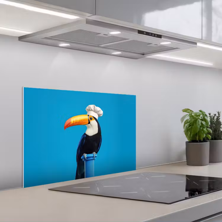 Spatscherm keuken - Tucan - Sokkel - Vogel - Koksmuts — 5