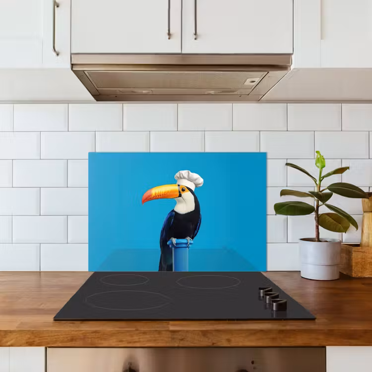 Spatscherm keuken - Tucan - Sokkel - Vogel - Koksmuts — 6