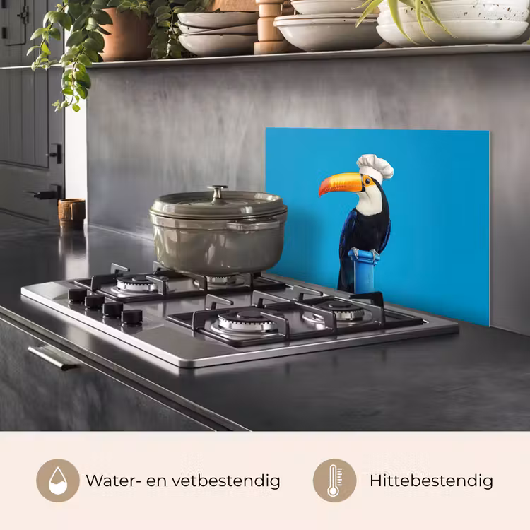 Spatscherm keuken - Tucan - Sokkel - Vogel - Koksmuts — 7