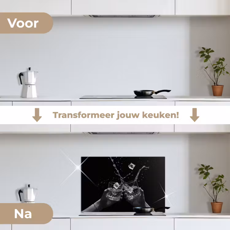 Spatscherm keuken - Whiskyglazen - Ijs - Spetters - Zwart — 3