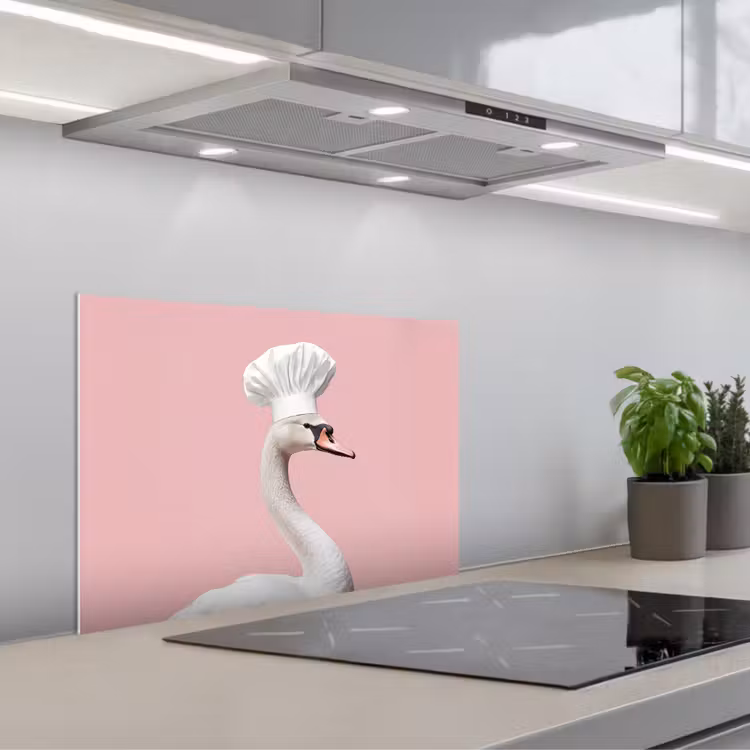 Spatscherm keuken - Zwaan - Koksmuts - Mooi - Klassiek — 5