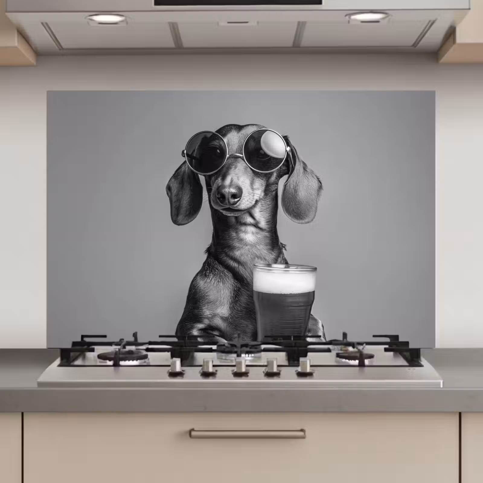 Spatscherm keuken - Teckel - Bier - Glas - Bril — 1