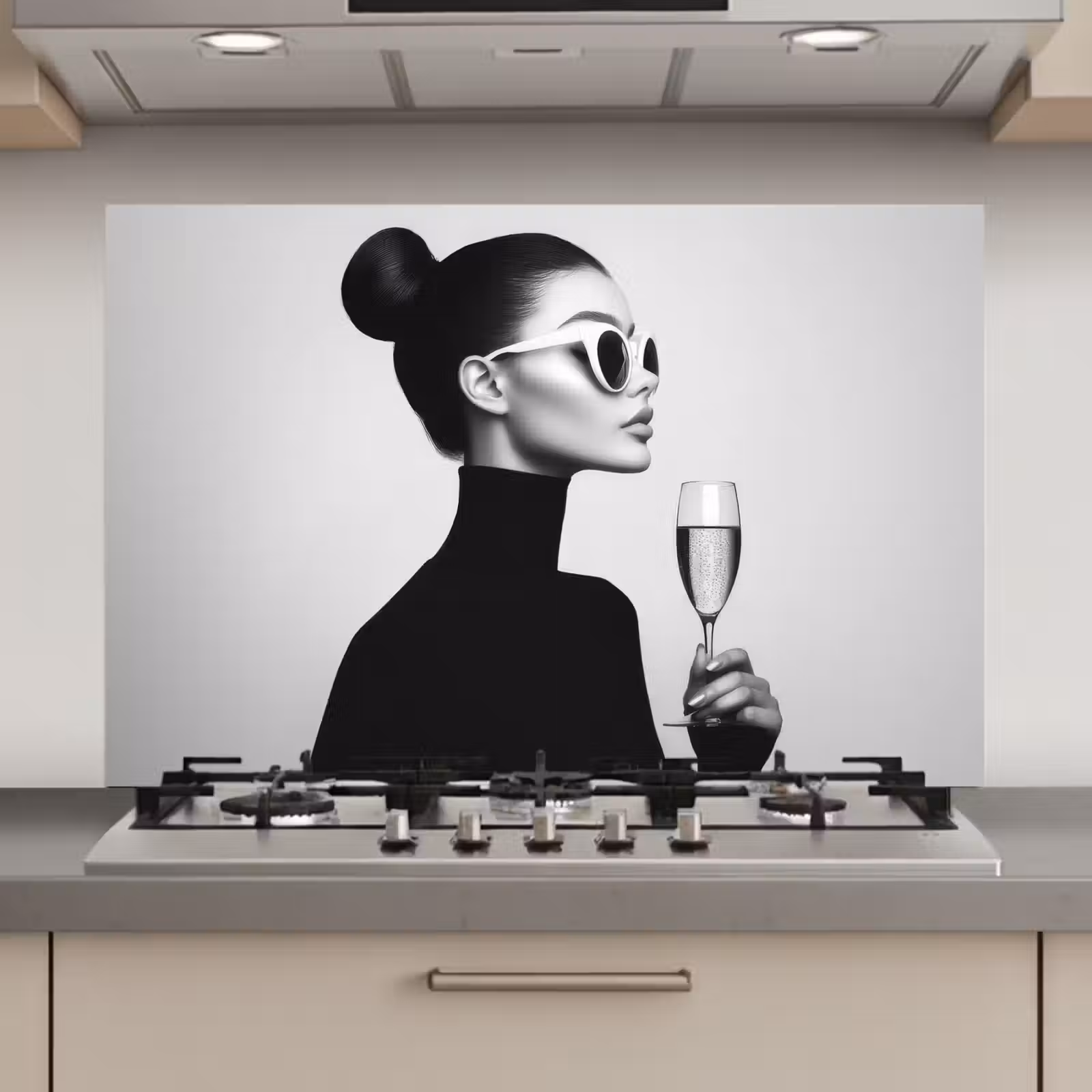 Spatscherm keuken - Vrouw - Champagne - Modern — 1