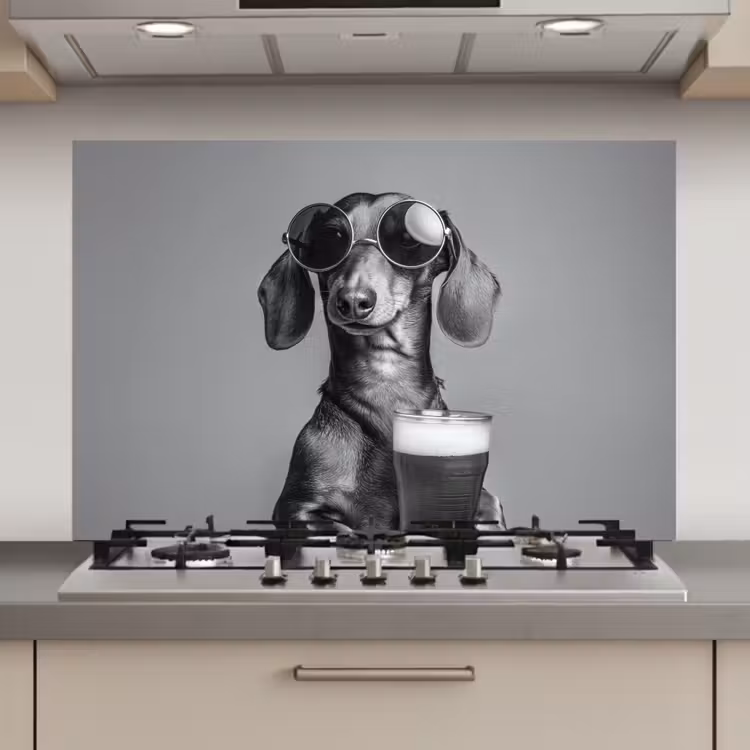 Spatscherm keuken - Teckel - Bier - Glas - Bril — 1