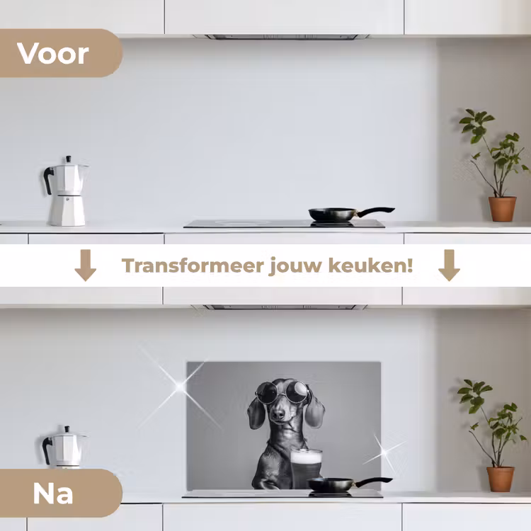 Spatscherm keuken - Teckel - Bier - Glas - Bril — 3