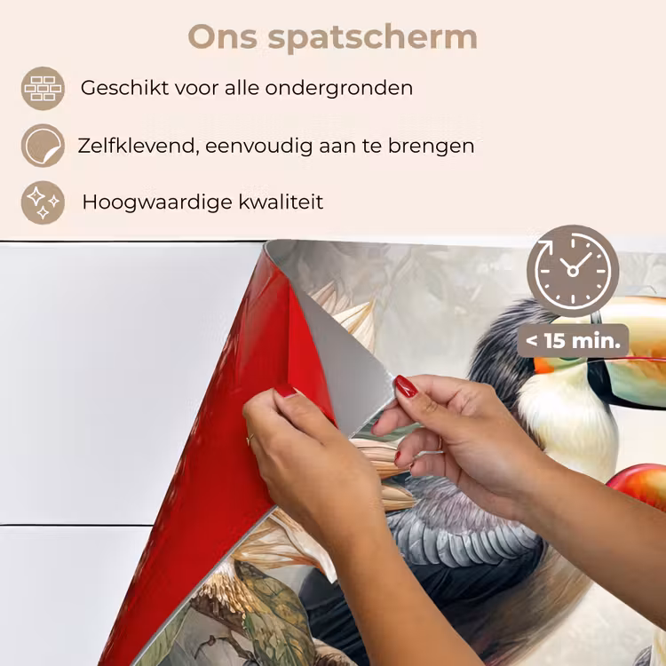 Spatscherm keuken - Toekan - Vogels - Bloemen - Jungle — 4