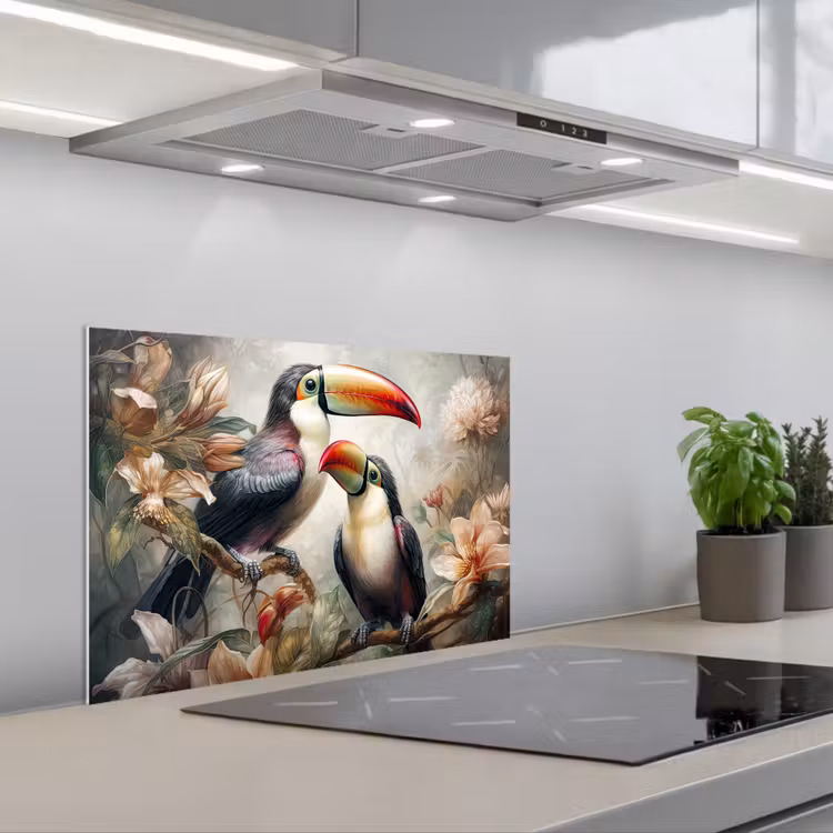 Spatscherm keuken - Toekan - Vogels - Bloemen - Jungle — 5
