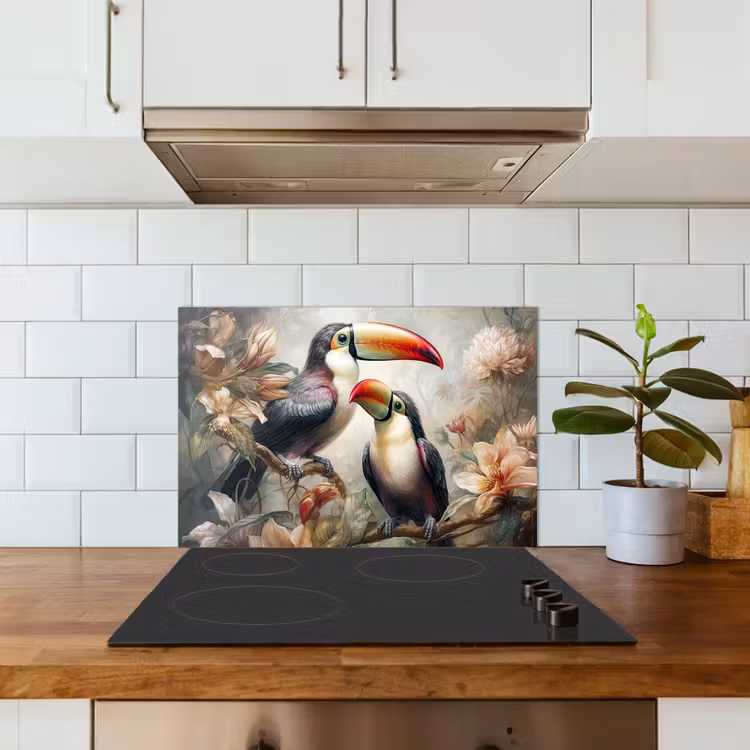 Spatscherm keuken - Toekan - Vogels - Bloemen - Jungle — 6