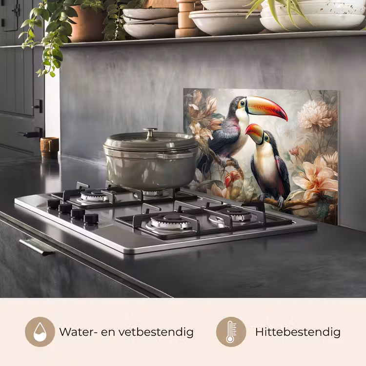 Spatscherm keuken - Toekan - Vogels - Bloemen - Jungle — 7