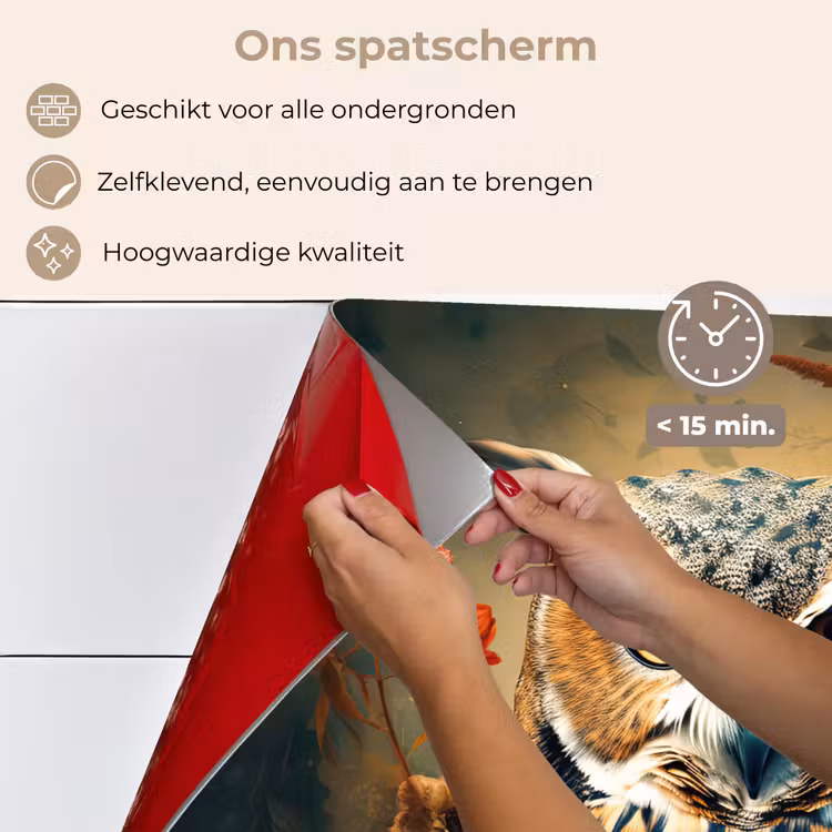 Spatscherm keuken - Uil - Vogel - Bloemen - Planten - Botanisch — 4