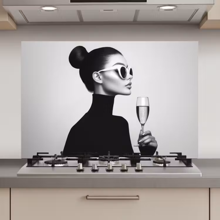 Spatscherm keuken - Vrouw - Champagne - Modern — 1