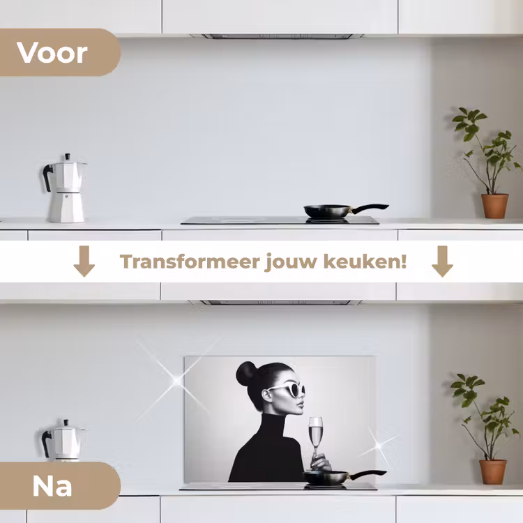 Spatscherm keuken - Vrouw - Champagne - Modern — 3