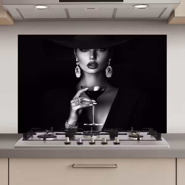 Spatscherm keuken - Vrouw - Cocktail - Chic — 1