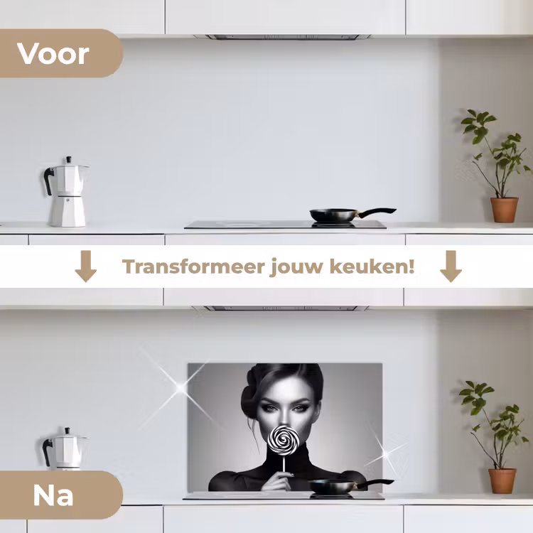 Spatscherm keuken - Vrouw - Lolly - Zwart — 3
