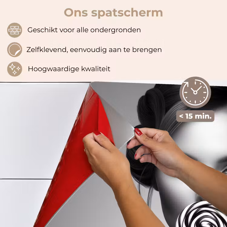 Spatscherm keuken - Vrouw - Lolly - Zwart — 4