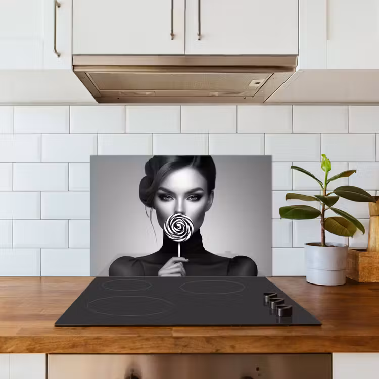 Spatscherm keuken - Vrouw - Lolly - Zwart — 6