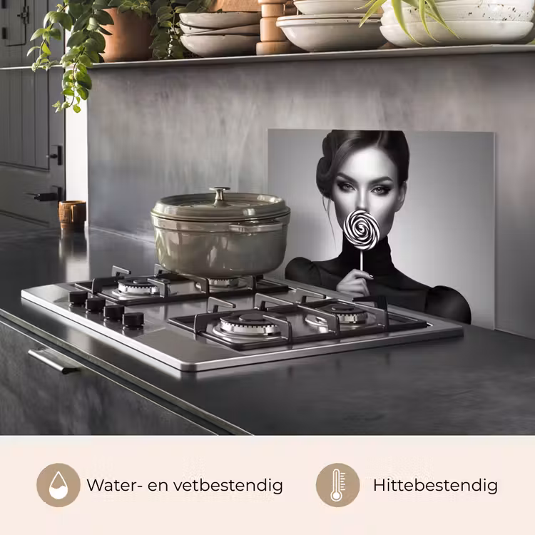 Spatscherm keuken - Vrouw - Lolly - Zwart — 7
