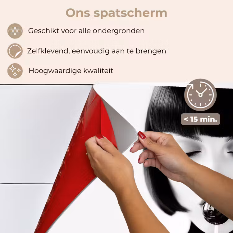 Spatscherm keuken - Vrouw - Lolly - Zwart - Wit — 4