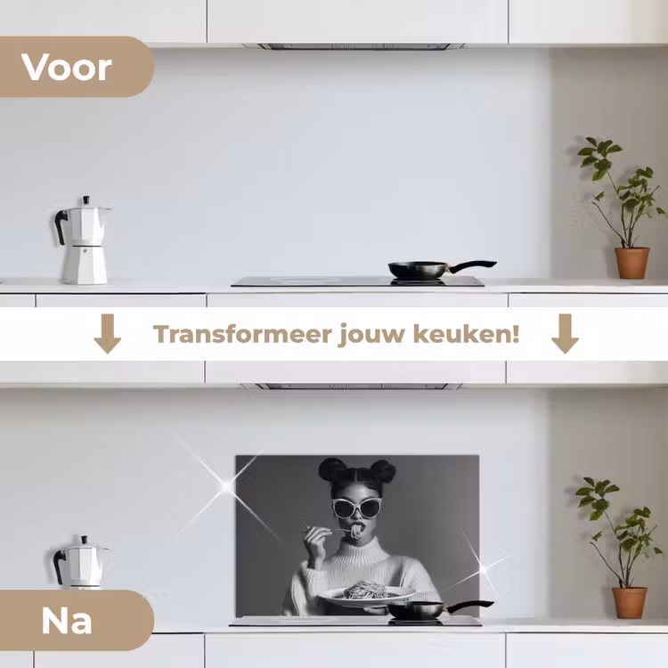Spatscherm keuken - Vrouw - Pasta - Zonnebril — 3