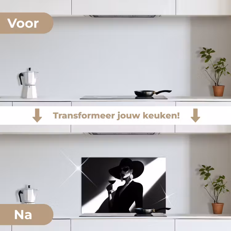 Spatscherm keuken - Vrouw - Wijn - Chic — 3