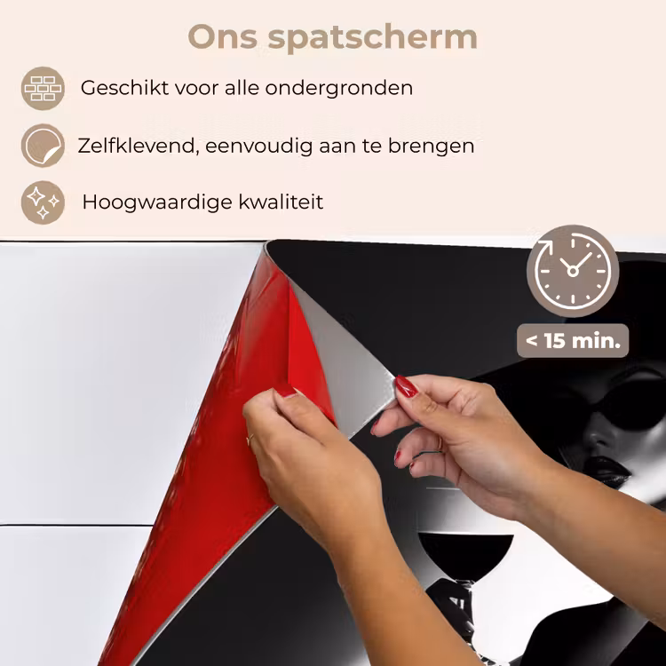 Spatscherm keuken - Vrouw - Wijn - Chic — 4