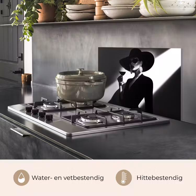 Spatscherm keuken - Vrouw - Wijn - Chic — 7