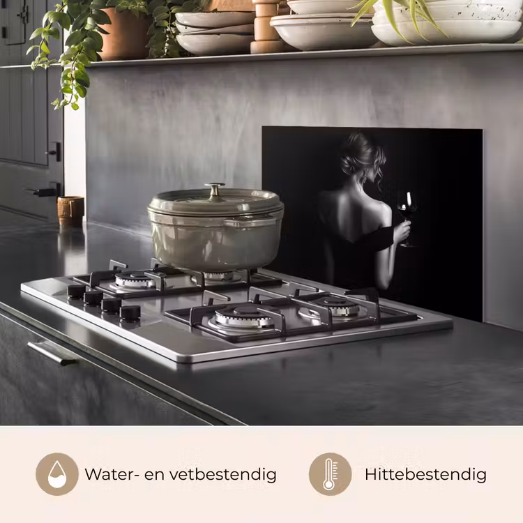Spatscherm keuken - Vrouw - Wijn - Jurk — 7