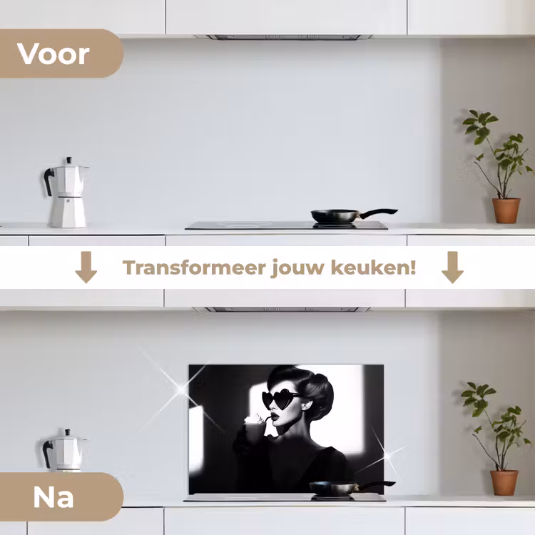 Spatscherm keuken - Vrouw - Zwart - Hart — 3