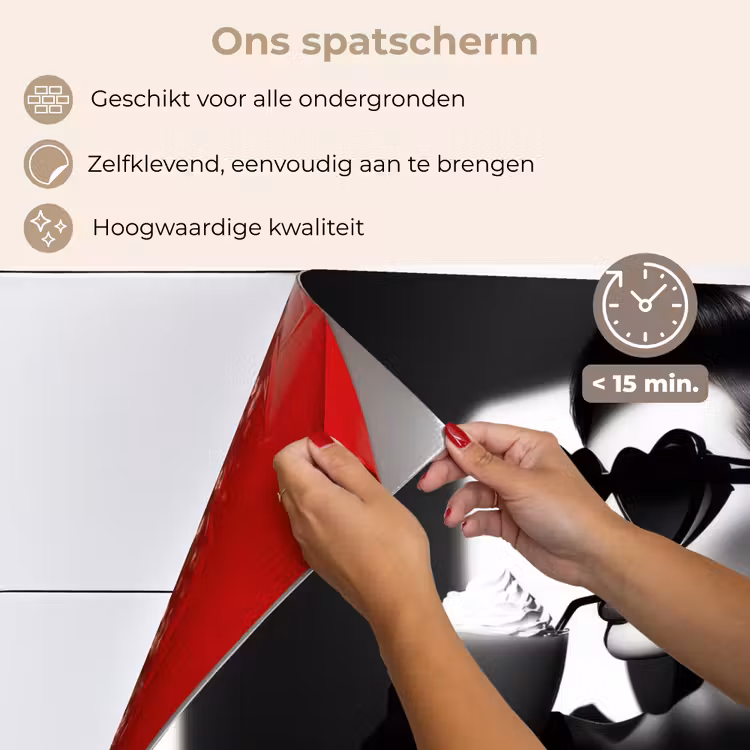 Spatscherm keuken - Vrouw - Zwart - Hart — 4