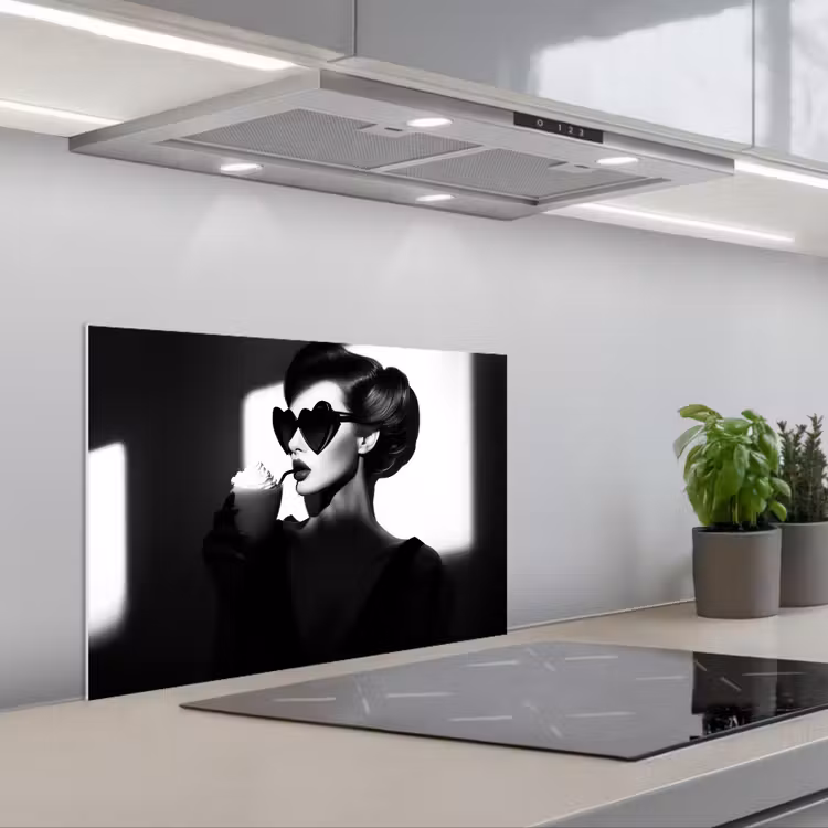 Spatscherm keuken - Vrouw - Zwart - Hart — 5