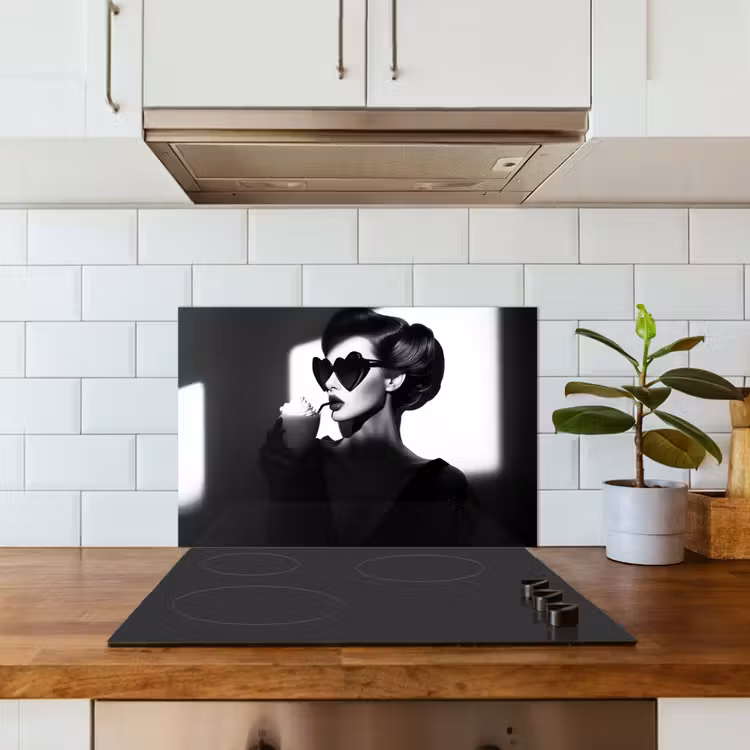 Spatscherm keuken - Vrouw - Zwart - Hart — 6