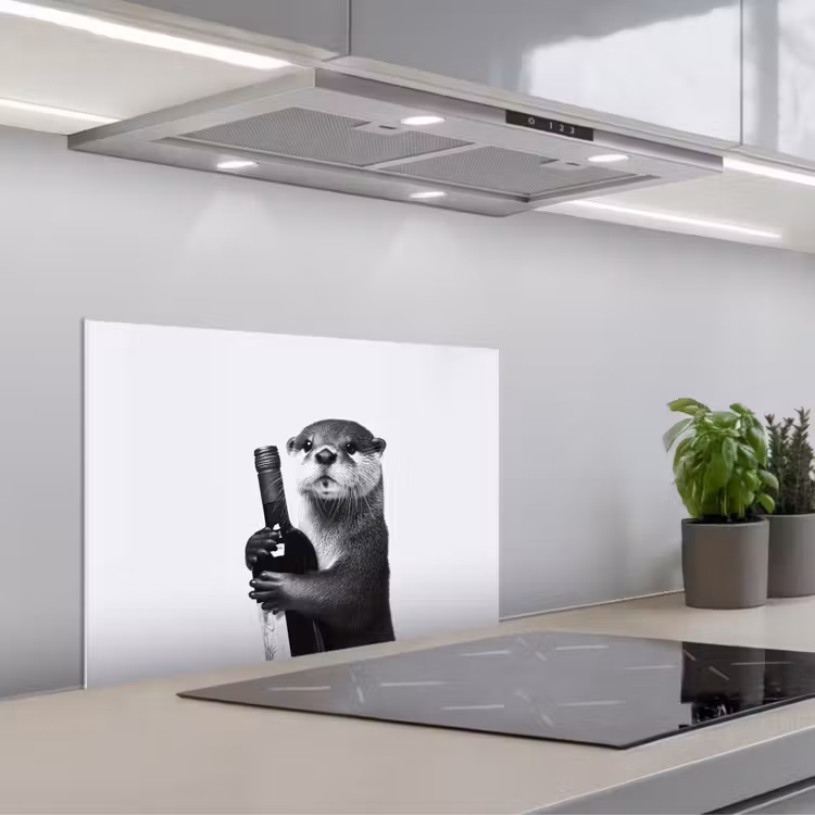 Spatscherm keuken - Wijnfles - Otter - Zwart — 5