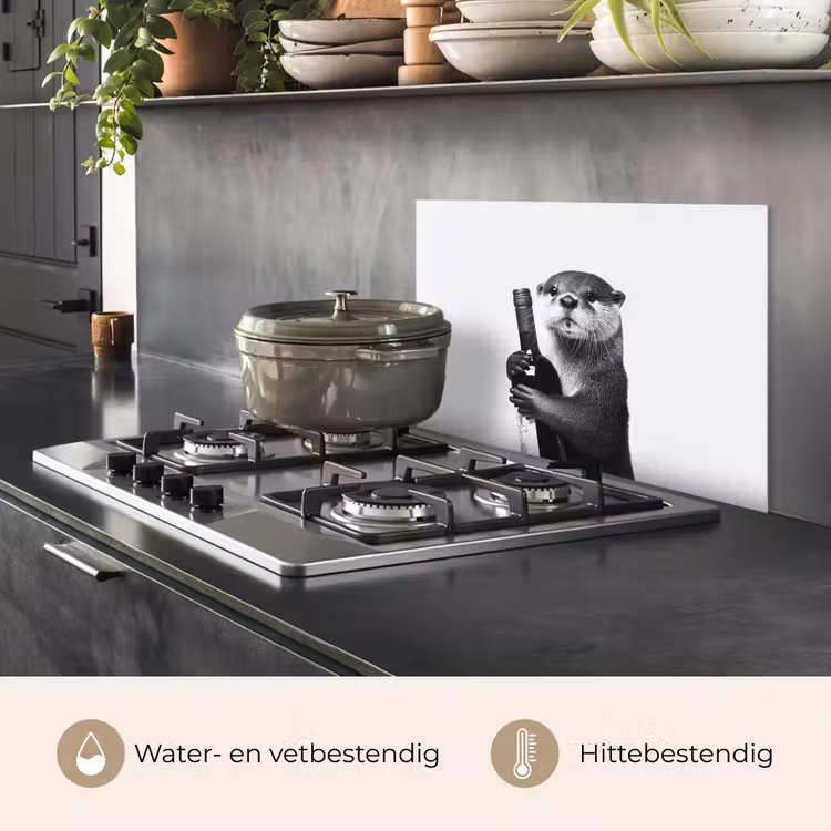 Spatscherm keuken - Wijnfles - Otter - Zwart — 7