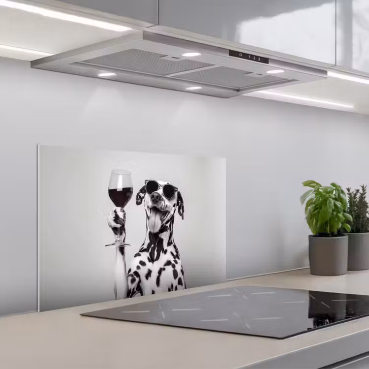 Spatscherm keuken - Zonnebril - Dalmatiër - Wijnglas - Tong — 5