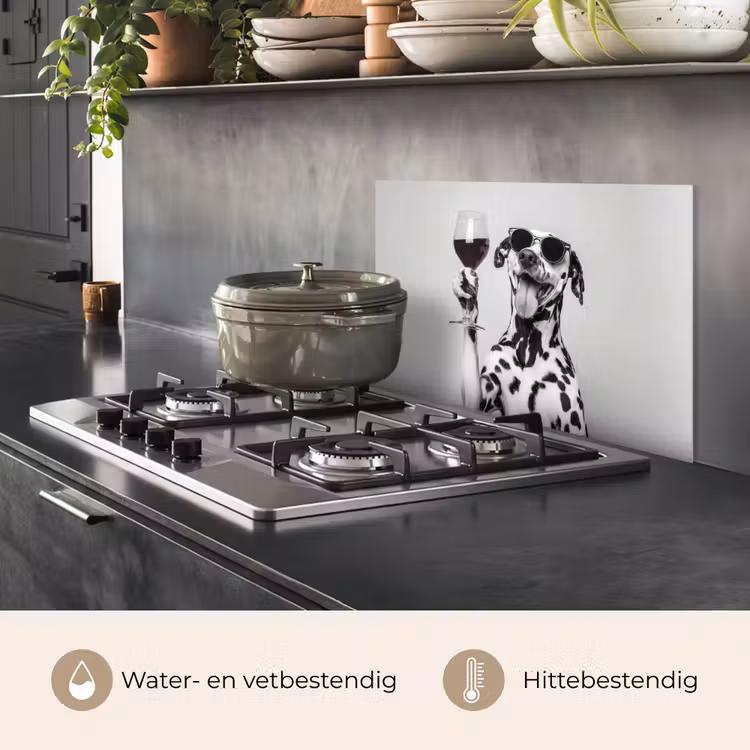 Spatscherm keuken - Zonnebril - Dalmatiër - Wijnglas - Tong — 7