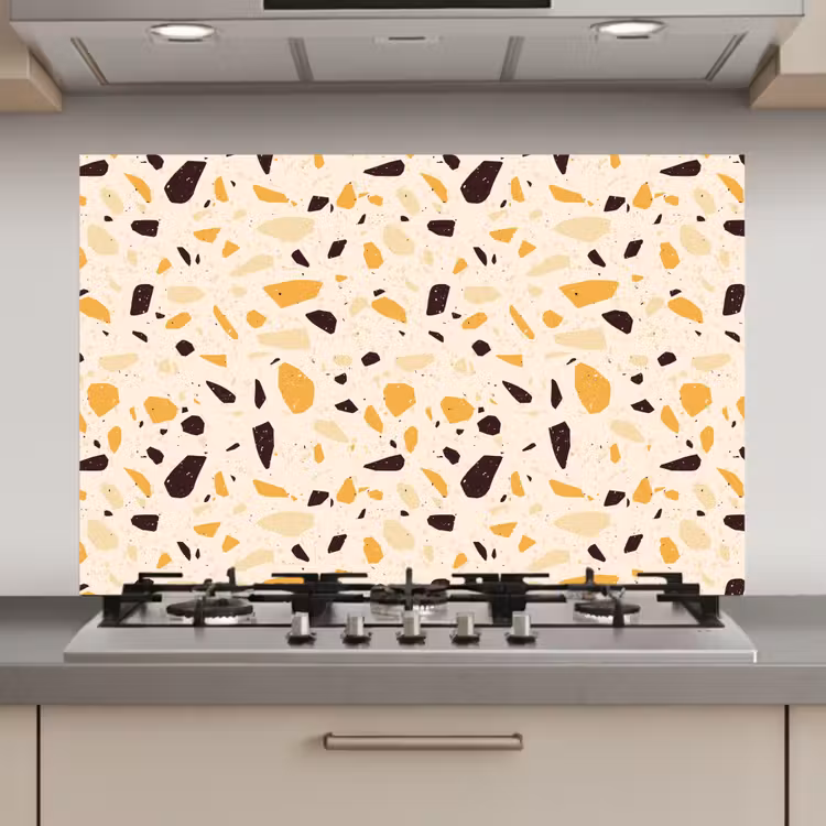 Spatscherm keuken - Terrazzo -  Patroon - Geel - — 1