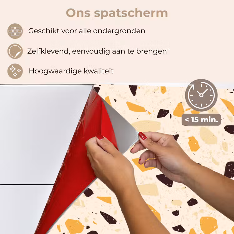 Spatscherm keuken - Terrazzo -  Patroon - Geel - — 4