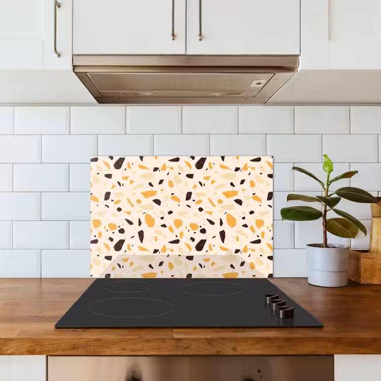 Spatscherm keuken - Terrazzo -  Patroon - Geel - — 6