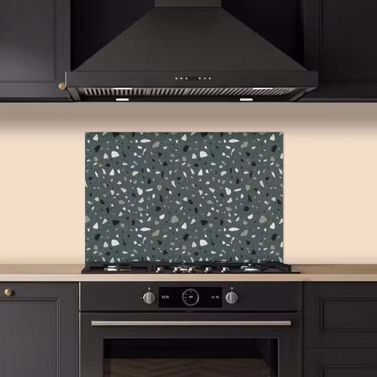 Spatscherm keuken - Terrazzo -  Patroon - Kleurrijk - Groen — 2