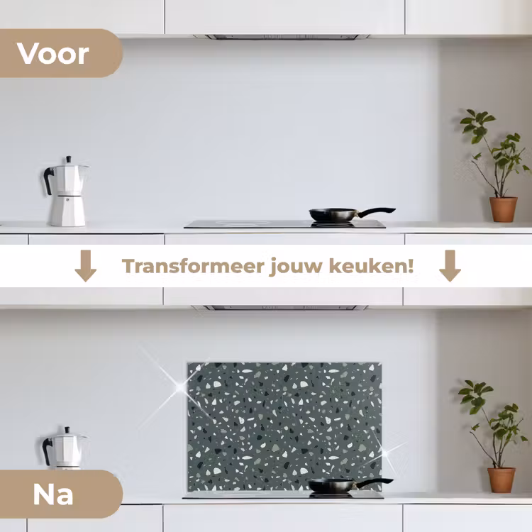 Spatscherm keuken - Terrazzo -  Patroon - Kleurrijk - Groen — 3
