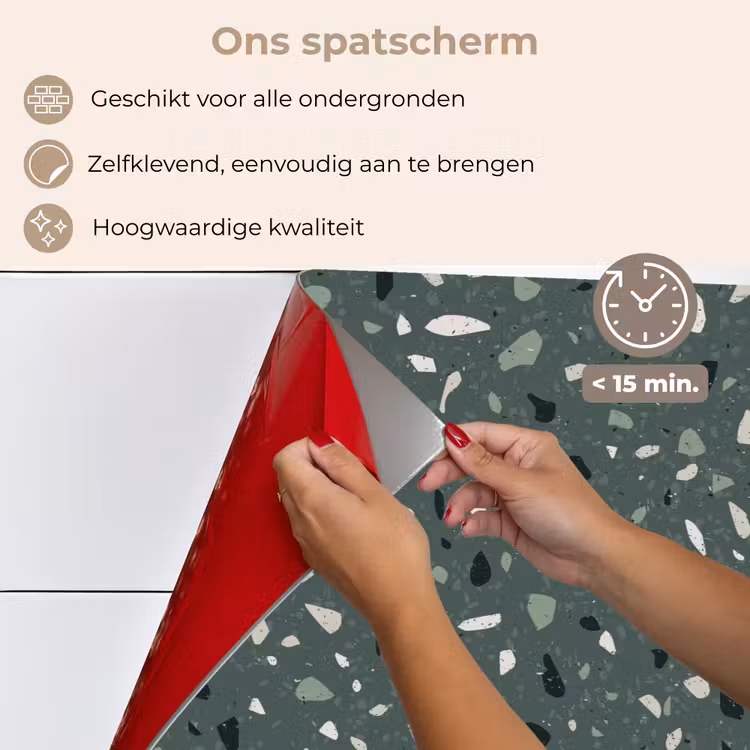 Spatscherm keuken - Terrazzo -  Patroon - Kleurrijk - Groen — 4