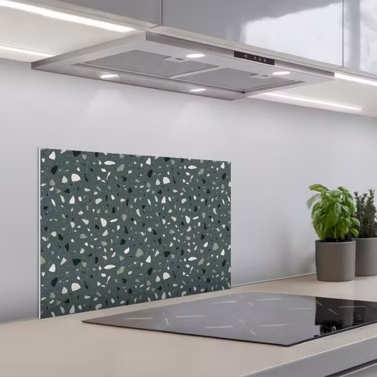 Spatscherm keuken - Terrazzo -  Patroon - Kleurrijk - Groen — 5